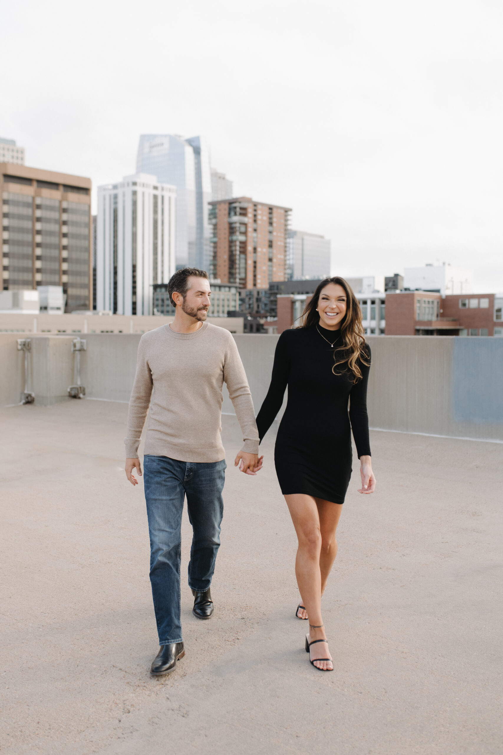 Denver engagement session, downtown Denver engagement photos, Union Station engagement shoot, Byron White Courthouse engagement, Denver rooftop engagement photos, city skyline engagement pictures, urban engagement photography, spring engagement session Denver, Colorado engagement photographer, modern engagement photography Denver